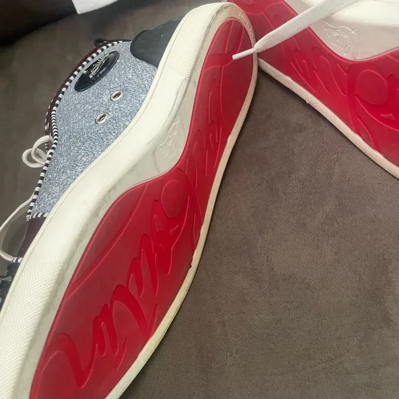 Christian Louboutin Textured High-Tops in Gray and Black - Picture 5 of 6